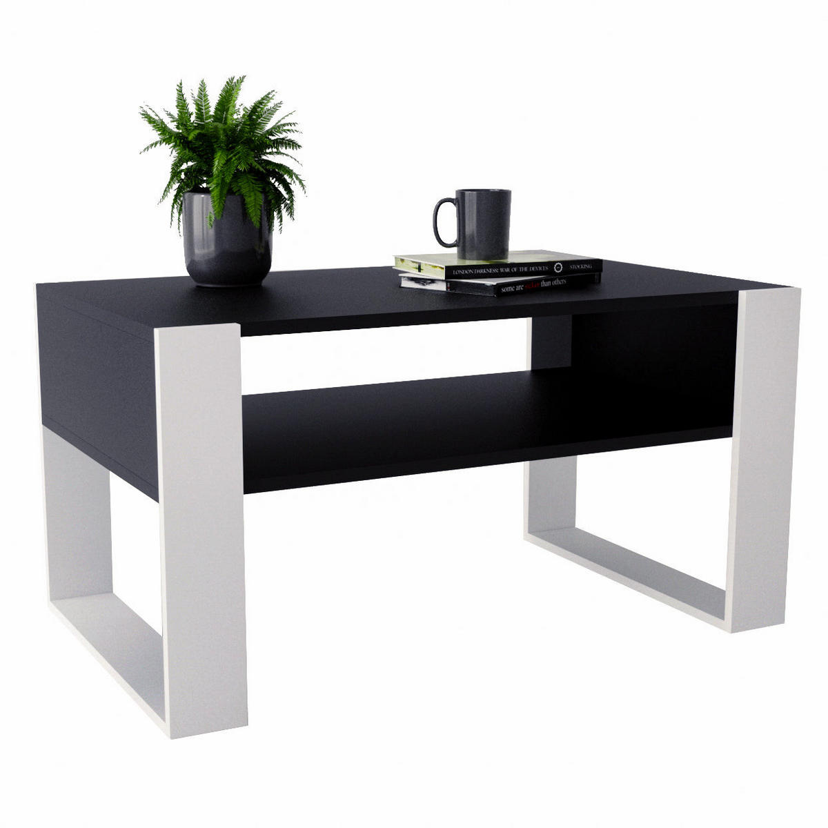 COUCHTISCH KARO 92 - Schwarz/Weiß, Holz (53.6/92/45cm) - Mat-Haus