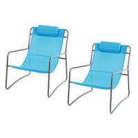 RELAXSESSEL Sveio Blau (2er Set) - Blau, Metall (65/81/80cm) - SVITA