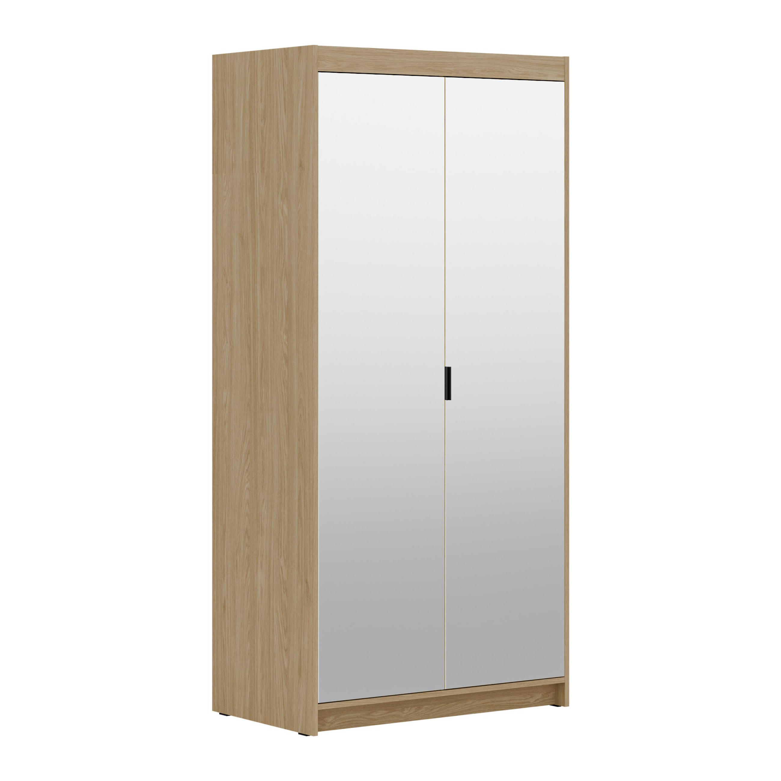 KLEIDERSCHRANK Storicos Geölte Eiche 89,7/190,5/53 cm - 2T Modern mit Spiegel - Eichefarben, Holzwerkstoff/Kunststoff (89.7/190.5/53cm) - AX Living