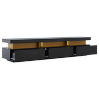 TV-MÖBEL Schwarz 200/40/42 cm - Schwarz, Holzwerkstoff (40/42/200cm) - Urban Meuble