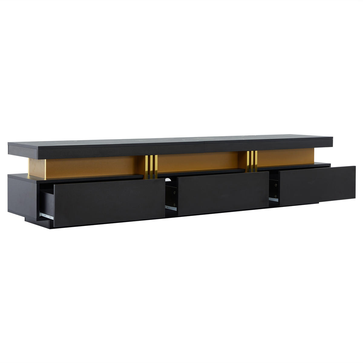 TV-MÖBEL Schwarz 200/40/42 cm - Schwarz, Holzwerkstoff (40/42/200cm) - Urban Meuble