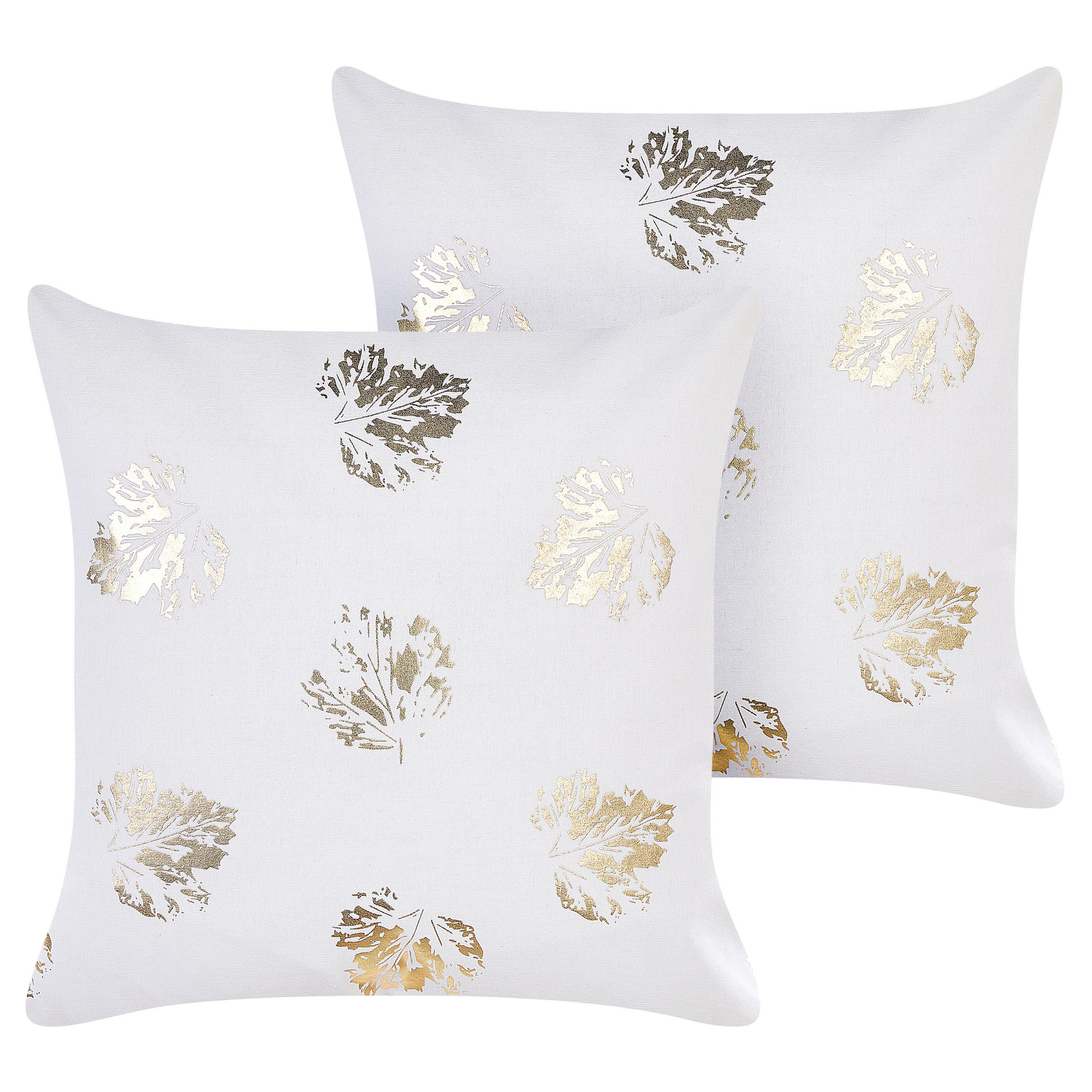 DEKOKISSEN 2er-Set Weiß 45/45 cm Goldenrod - Weiß, Textil (45/45cm) - Beliani