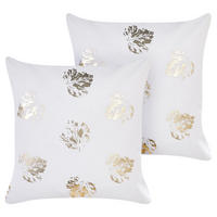 DEKOKISSEN 2er-Set Weiß 45/45 cm Goldenrod - Weiß, Textil (45/45cm) - Beliani