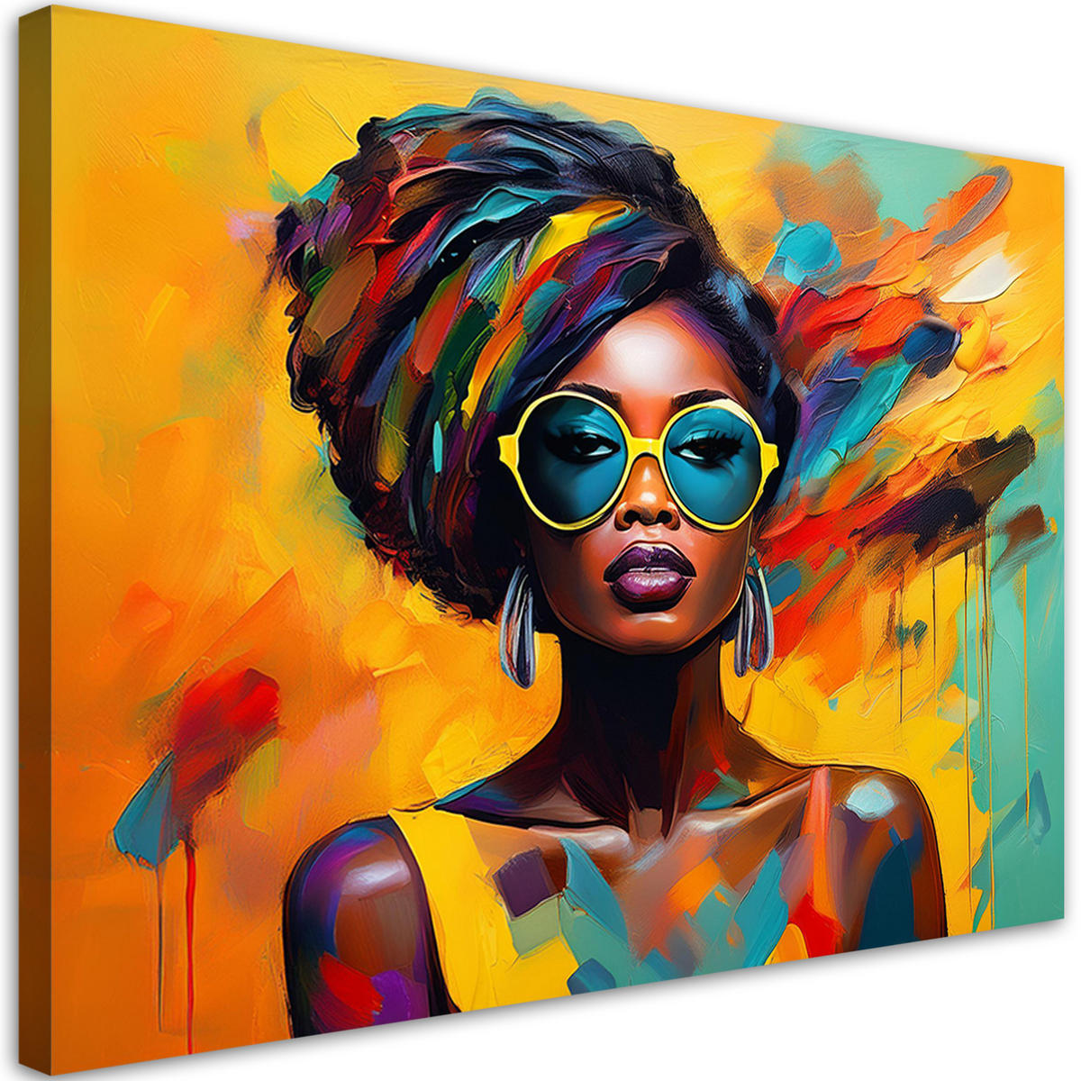 WANDBILD bunte afrikanische frau - Multicolor, Textil (60/40cm) - Feeby