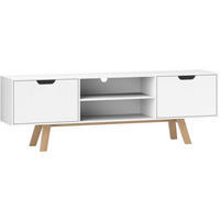 TV-SCHRANK aus Spanplatte 150x39x50 cm Weiß mit Kabelführung, 2 Schränken und offenen Regalfächern - Weiß, Holzwerkstoff (150/50/39cm) - Modfu
