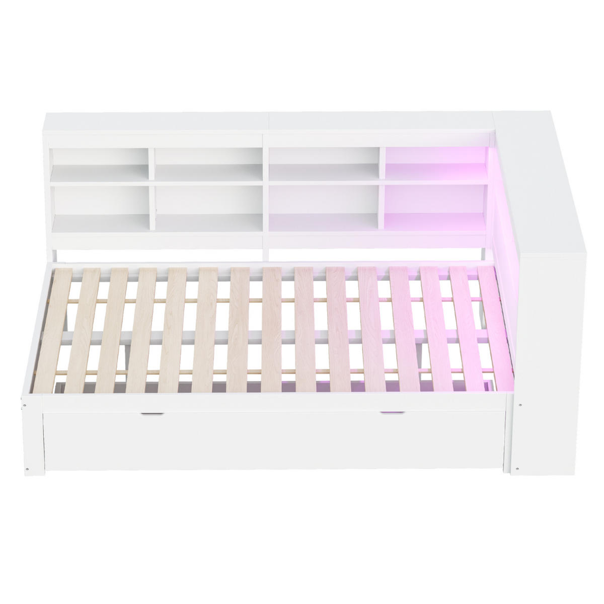 MULTIFUNKTIONSBETT 140/200 cm mit großem Stauraum und USB-Anschluss - Weiß, Holz (140/200cm) - OKWISH