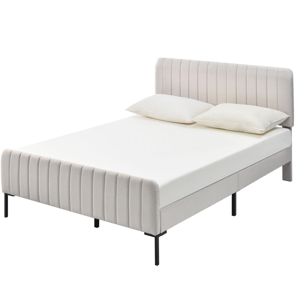 POLSTERBETT 160/200 cm in Grau-Beige mit verstellbarem Kopfteil und Lattenrost - Grau, Textil (160/200cm) - Flora Grace