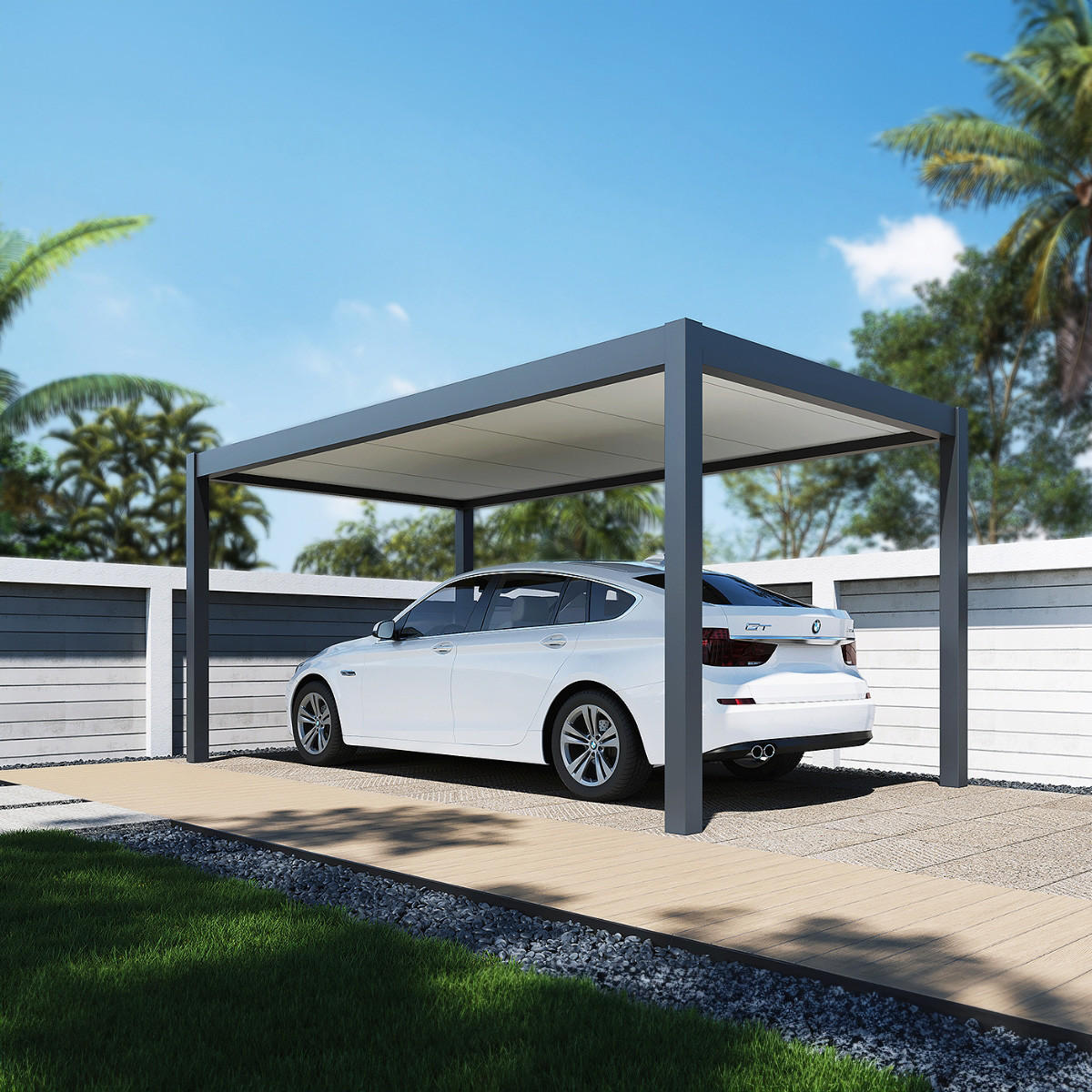 CARPORT Aluminium Pergola 3 x 5,3 M Garage anthrazit - Grau, Metall (300/236/530cm) - WEIDE