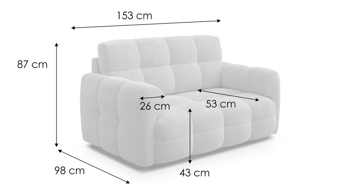 SOFA MELLOW 2-Sitzer, beige - Beige/Schwarz, Holz/Textil (153/87/98cm) - Courtois Laville