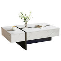 COUCHTISCH 105/60/35 cm Weiß aus Spanplatte mit 3 Schubladen und LED-Beleuchtung - Weiß, Holzwerkstoff (105/60/35cm) - OKMYHOME