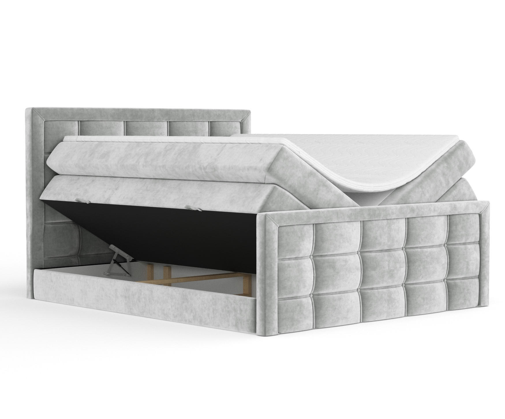BOXSPRINGBETT Ambrosia Hellgrau 160/200 cm - Hellgrau/Schwarz, Holz/Holzwerkstoff (160/200cm) - Maison de Reve