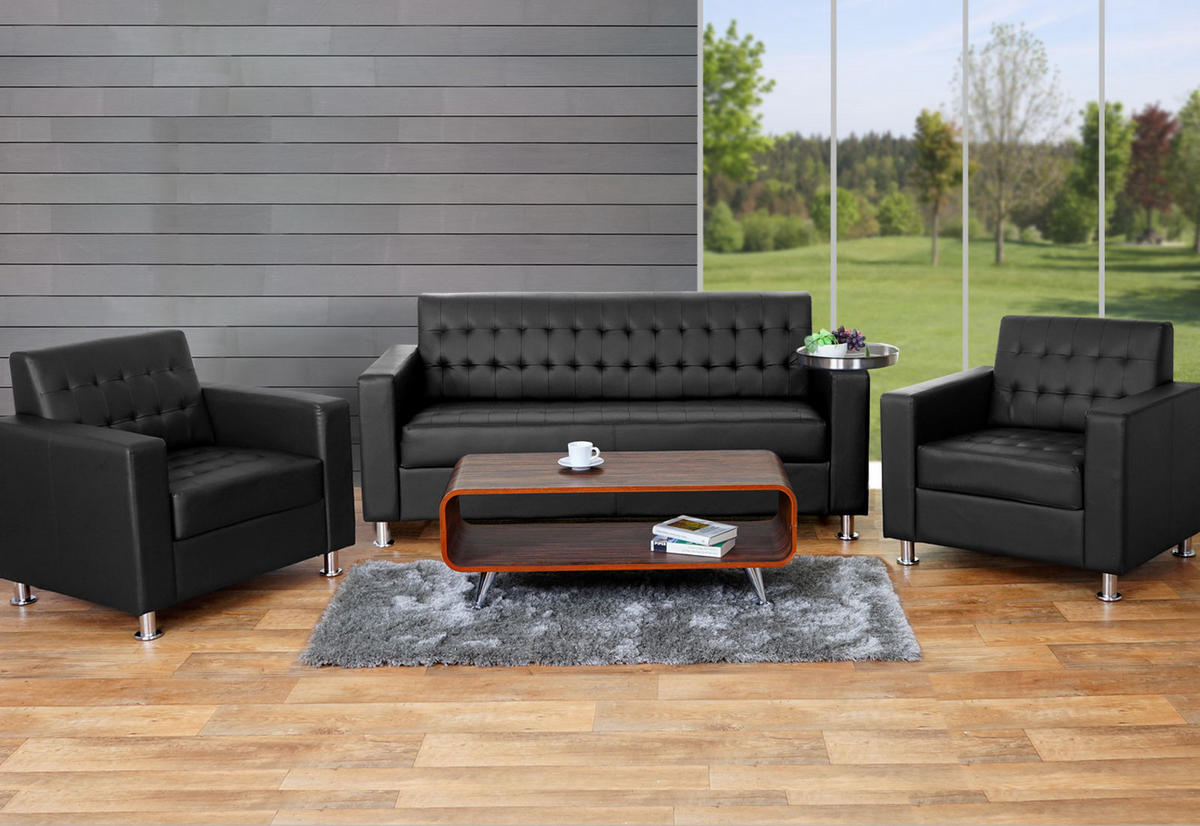 SOFAGARNITUR Schwarz - Schwarz, Textil (89/82/75cm) - MCW