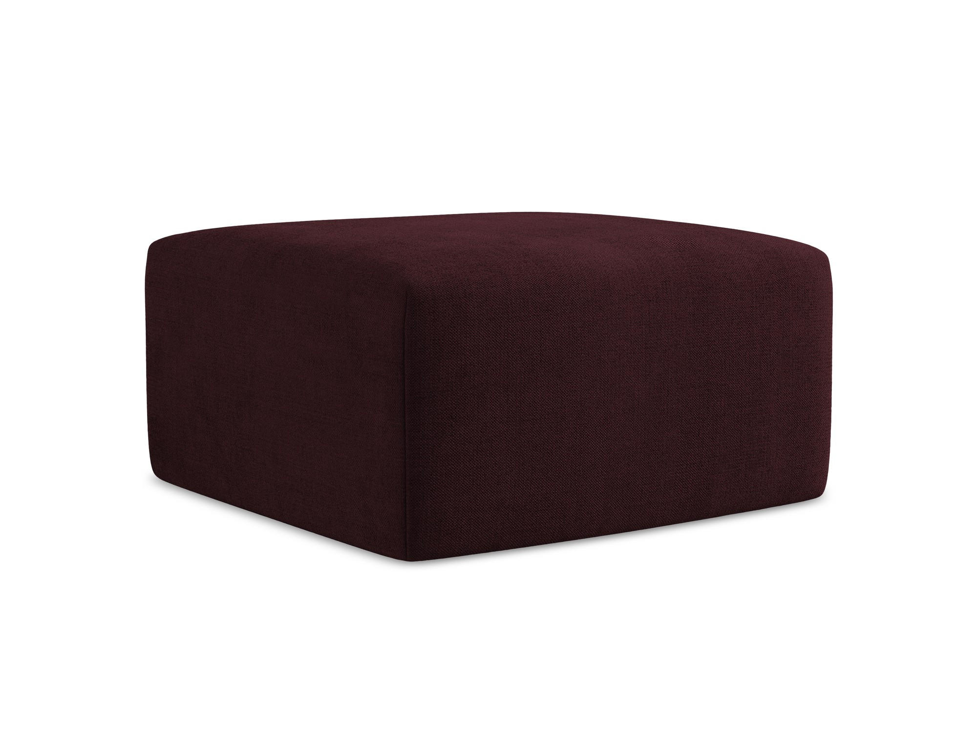 POUF Strukturstoff Rot - Weinrot/Schwarz, Holzwerkstoff/Kunststoff (75/37/75cm) - Makamii