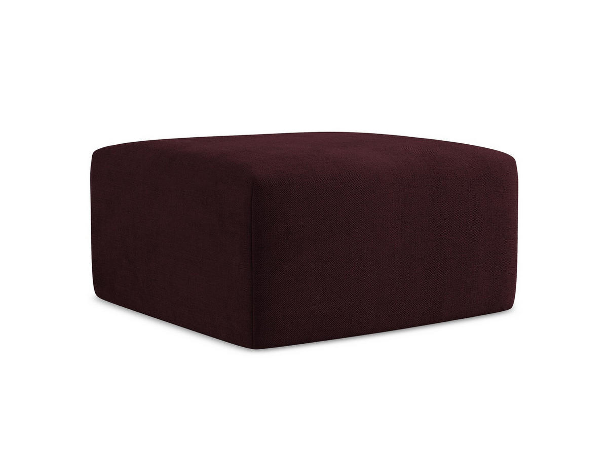 POUF Strukturstoff Rot - Weinrot/Schwarz, Holzwerkstoff/Kunststoff (75/37/75cm) - Makamii