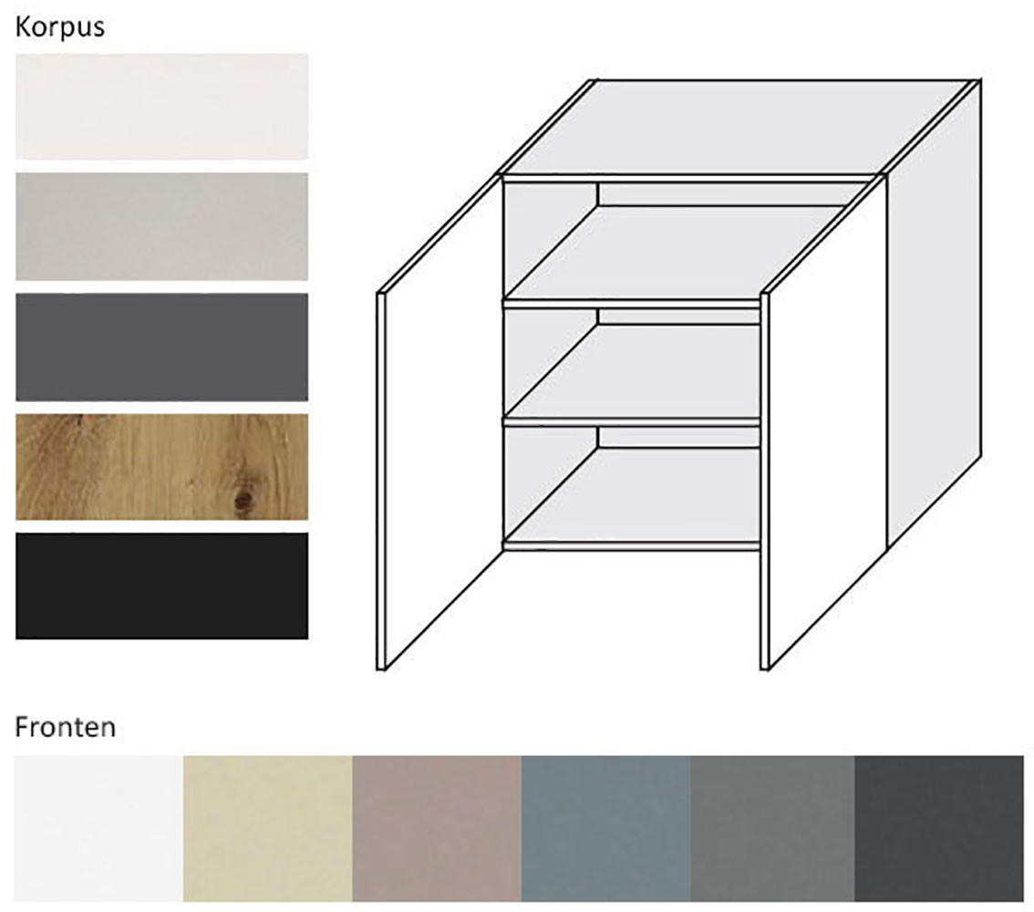 Thumbnail - Feldmann-Wohnen Küchenhängeschrank, Mintgrün, Schwarz, Holz, 2 Fächer, Rechteckig, 80x72x32.5 cm, Küchen, Küchenmöbel, K...