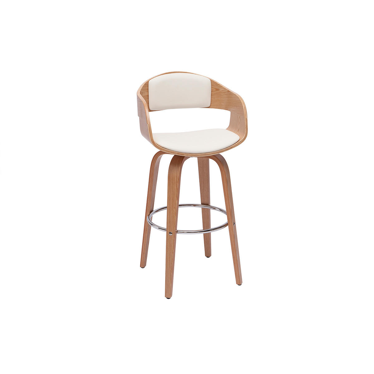 BARHOCKER 360Á Drehbar Helles Holz H67 cm GAO - Weiß, Holz (55/96/55cm) - Miliboo