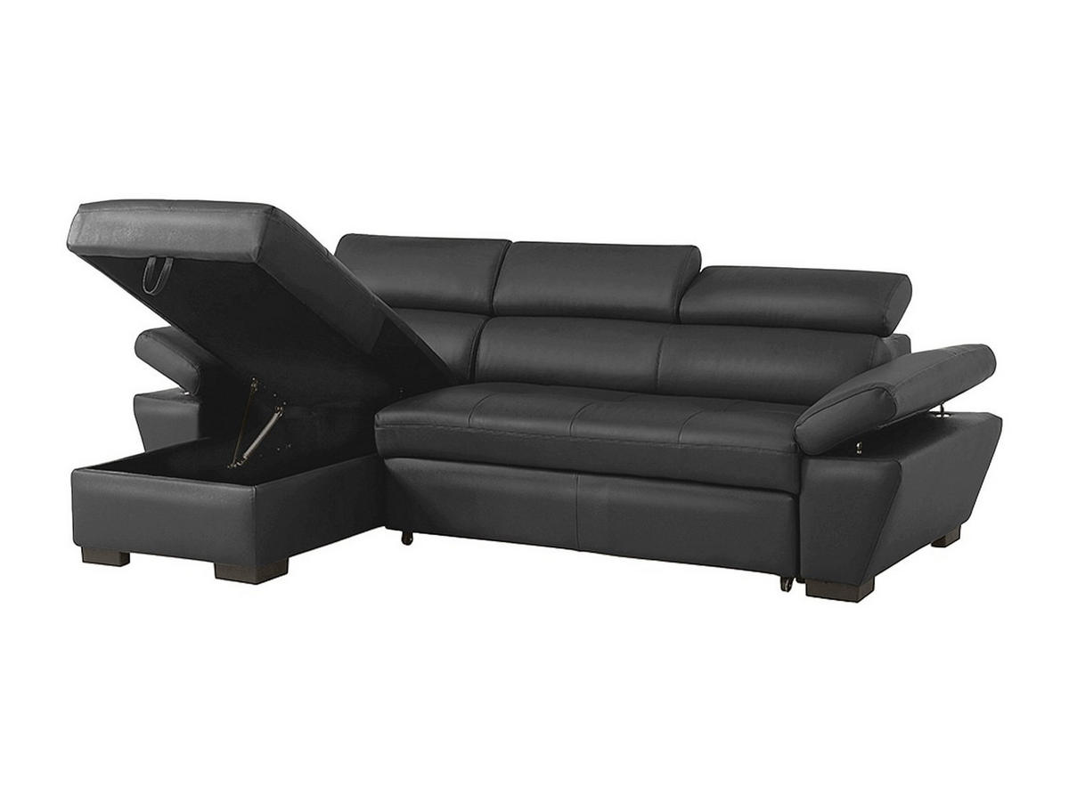 ECKSOFA mit Schlaffunktion - Leder - Ecke Links - Anthrazit - JONOVA - Anthrazit, Leder (256/154cm) - Vente-Unique