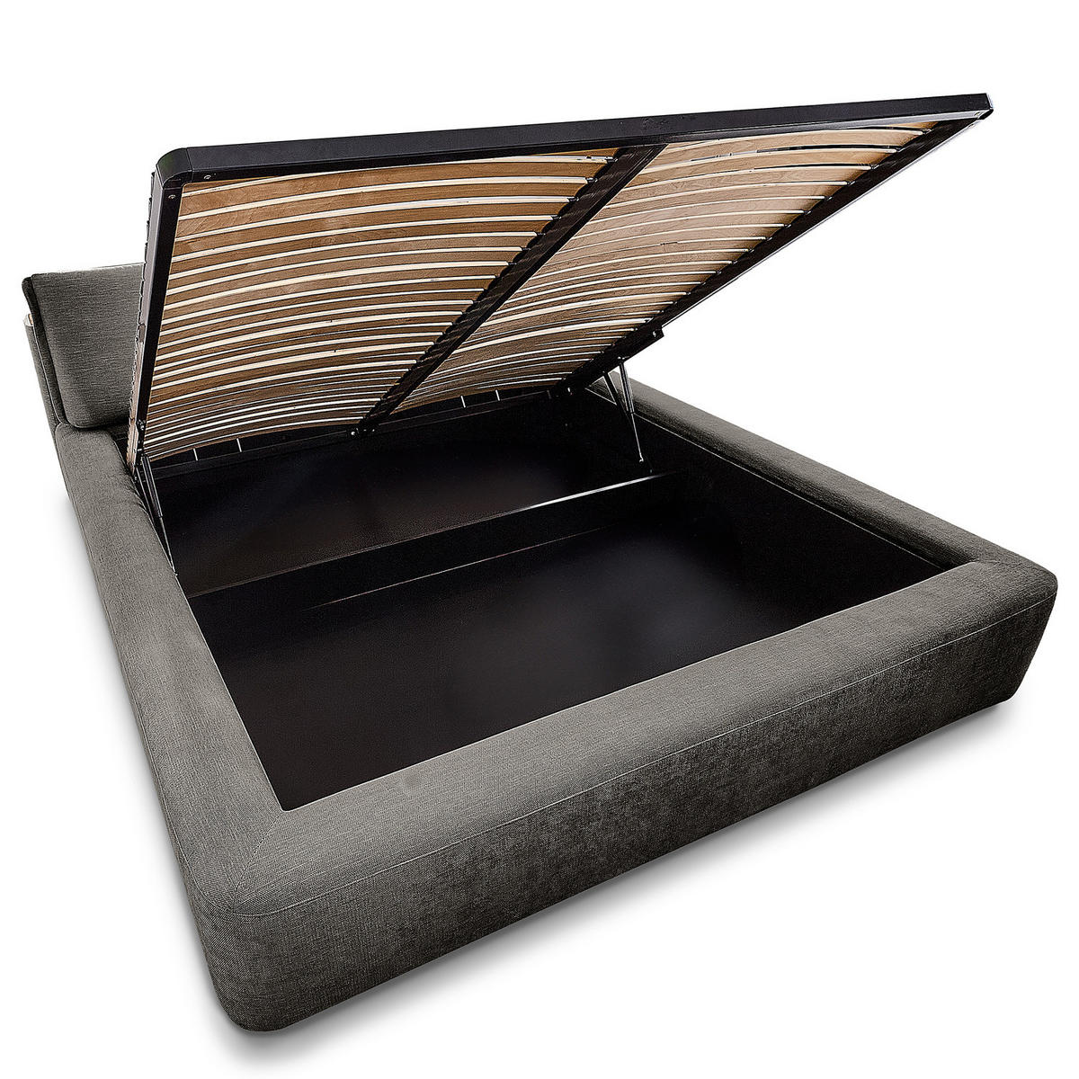 POLSTERBETT - Dunkelgrau, Textil (180/200cm) - home24