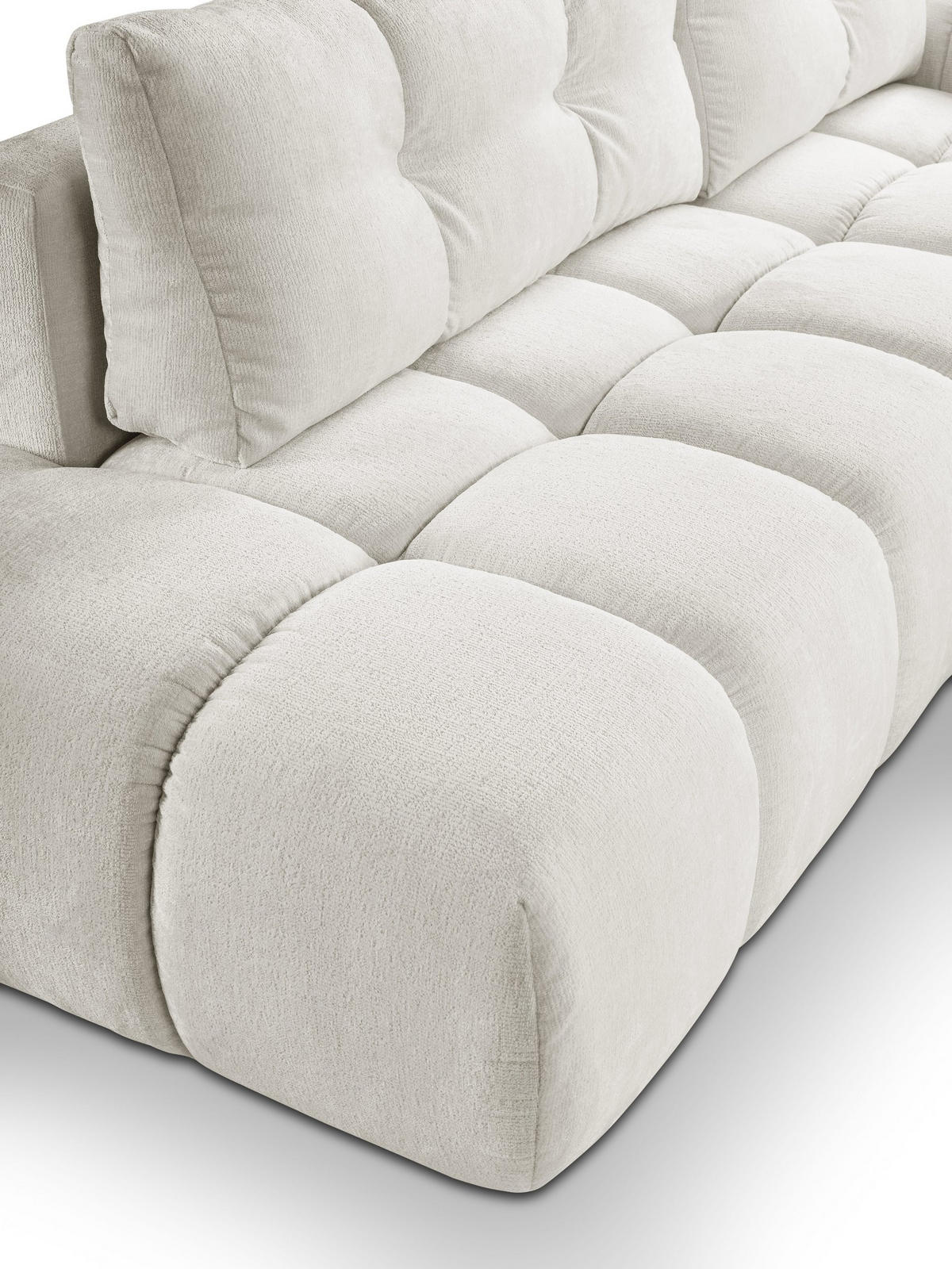 ECKSOFA DUCA R-S Creme Chenille mit Schlaffunktion - Creme, Holz (266.5/266.5cm) - MASSENO