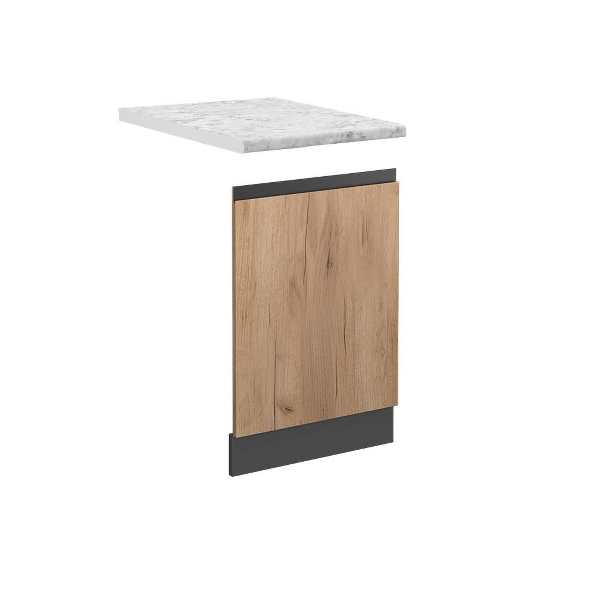 FRONTBLENDE R-Line Goldkraft Eiche 45 cm J-Shape, AP Marmor - Honigeiche/Anthrazit, Holzwerkstoff (45/57.2/1.6cm) - Vicco