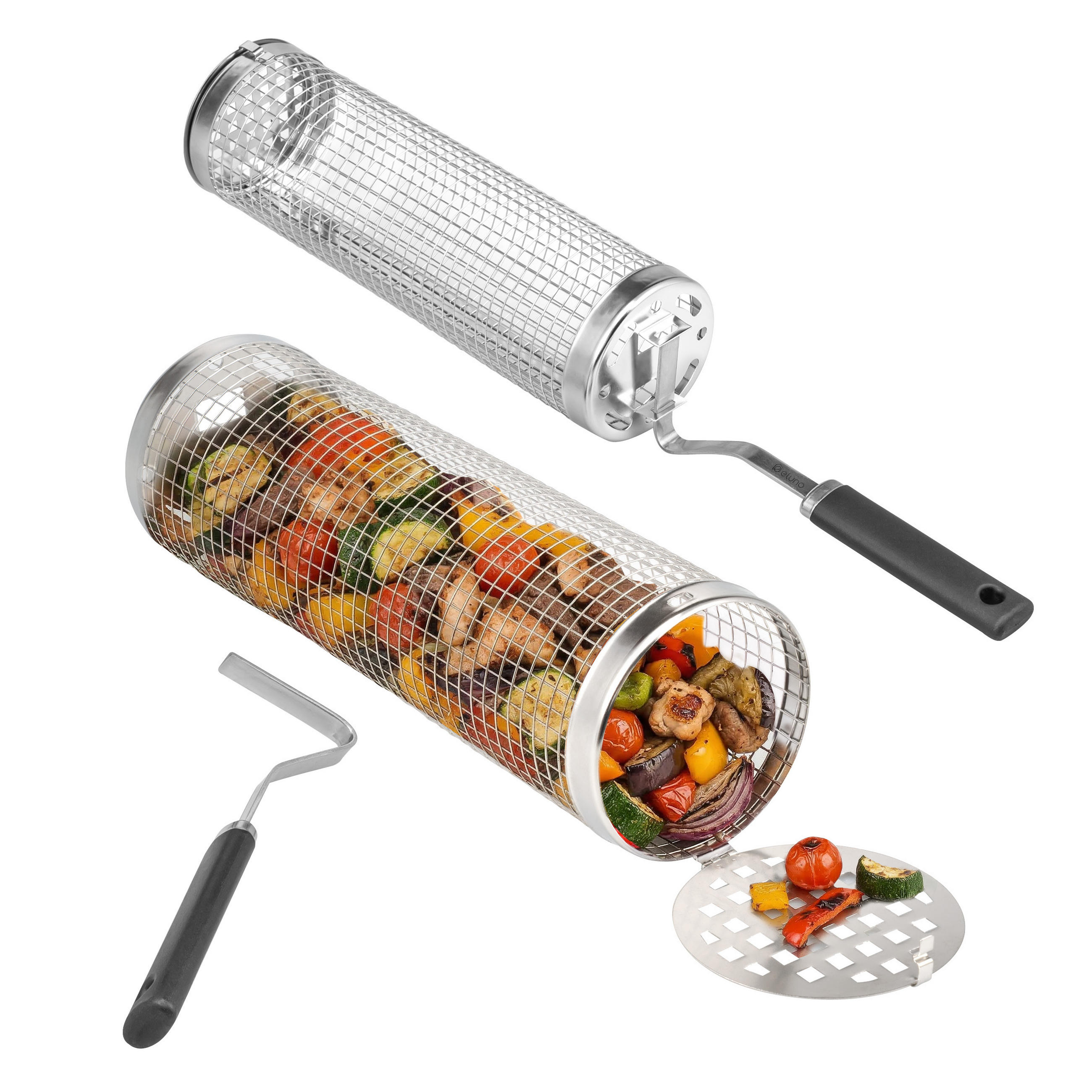 GRILLKORB, rund Edelstahl matt - Silberfarben, Metall (46/8.5/8.5cm) - eluno