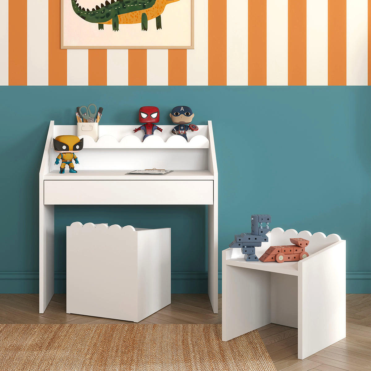 PISAĆI STOL Book Nook Bijeli - bijela, drvni materijal (31/35.5/31cm) - Petits-meubles