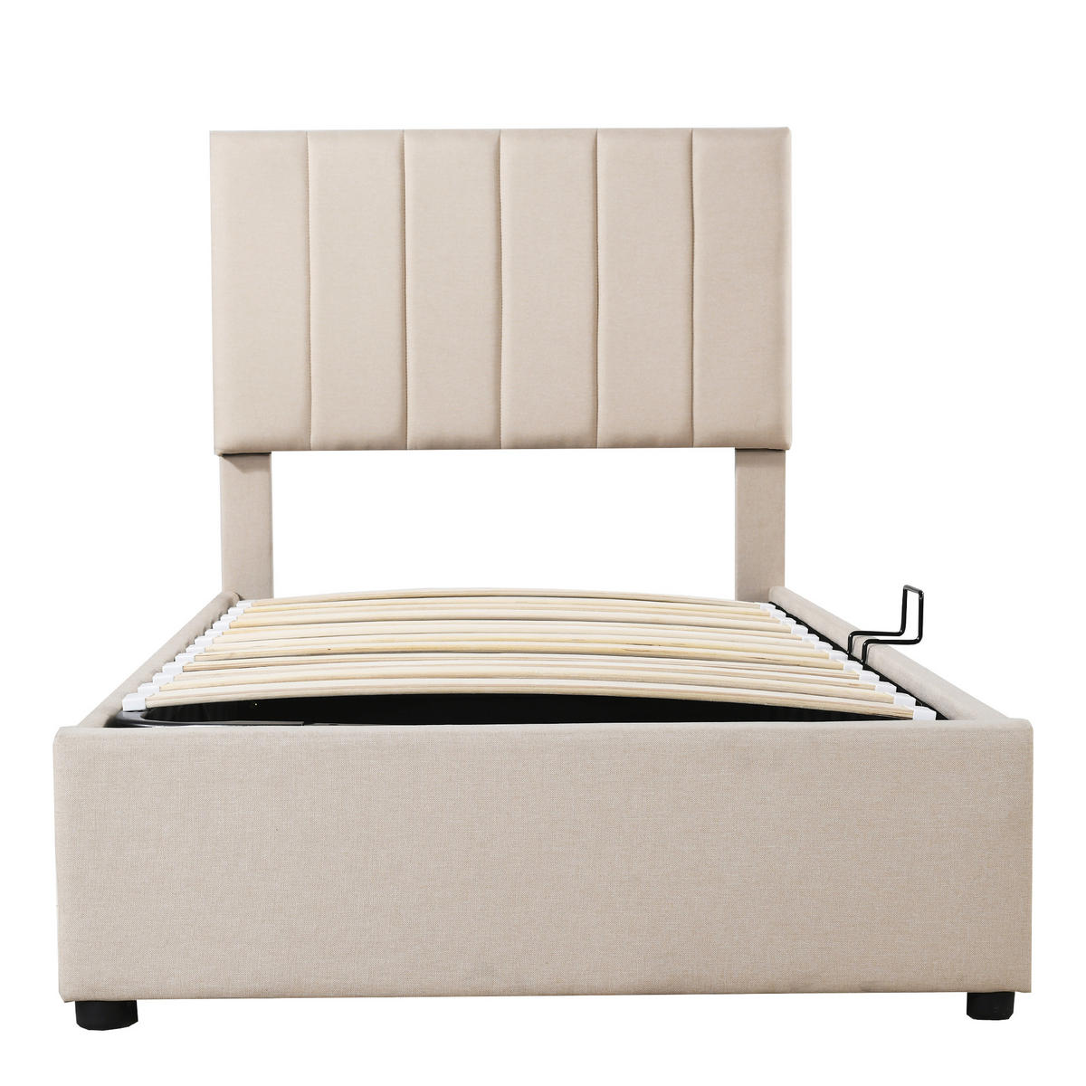 KINDERBETT 90/200 cm DE-01753, in Beige, mit hydraulischem Stauraum - Beige, Metall (90/200cm) - ComfortXL