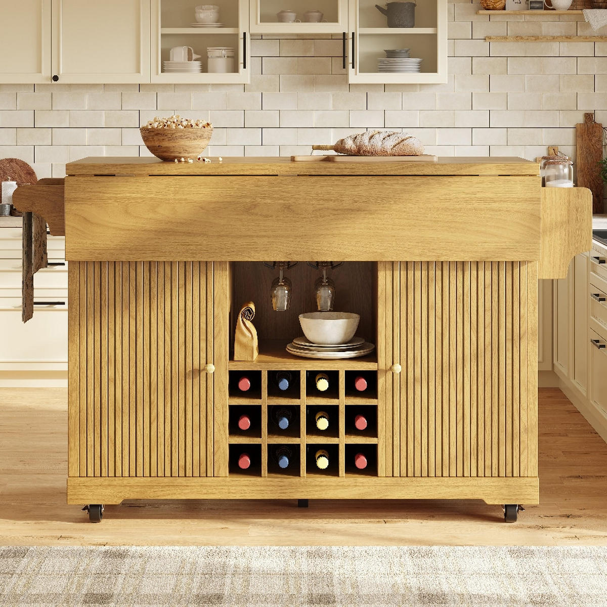 KÜCHENINSEL ausklappbar mit Stauraum, Naturbraun, MDF/Metall, 142,5/80/95 cm - Naturfarben, Kunststoff (80/95/142.5cm) - Rolipo