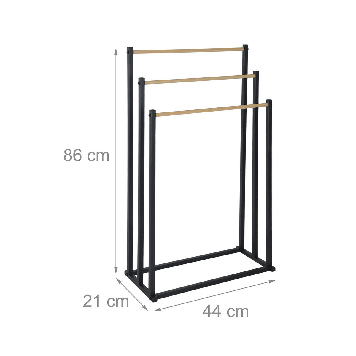 HANDTUCHSTÄNDER - Schwarz, Metall (44/86/21cm) - Relaxdays