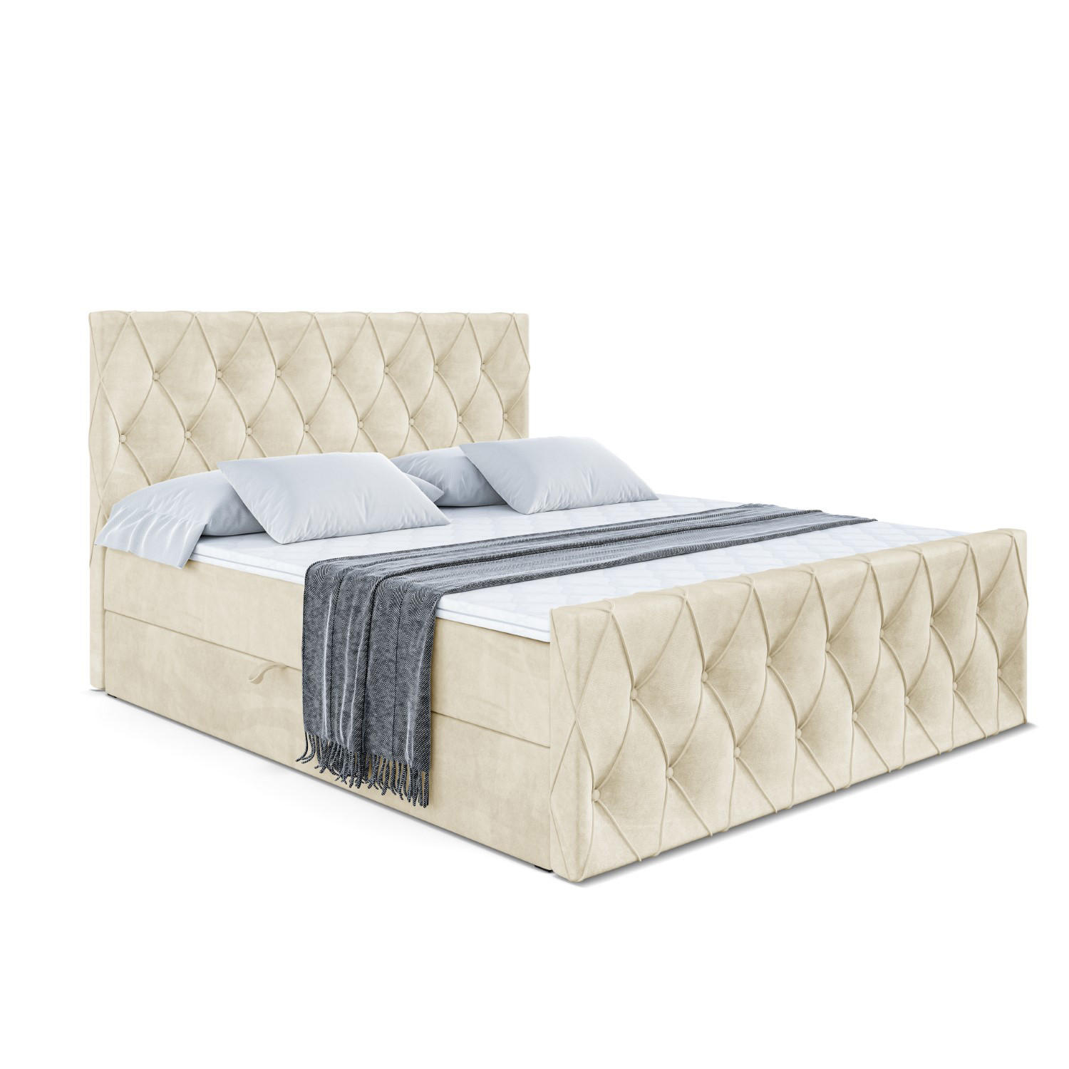 BOXBETT AMAY-Z - 180x200 cm - H3 - Beige - Beige, Holzwerkstoff (180/200cm) - ALTDECOR