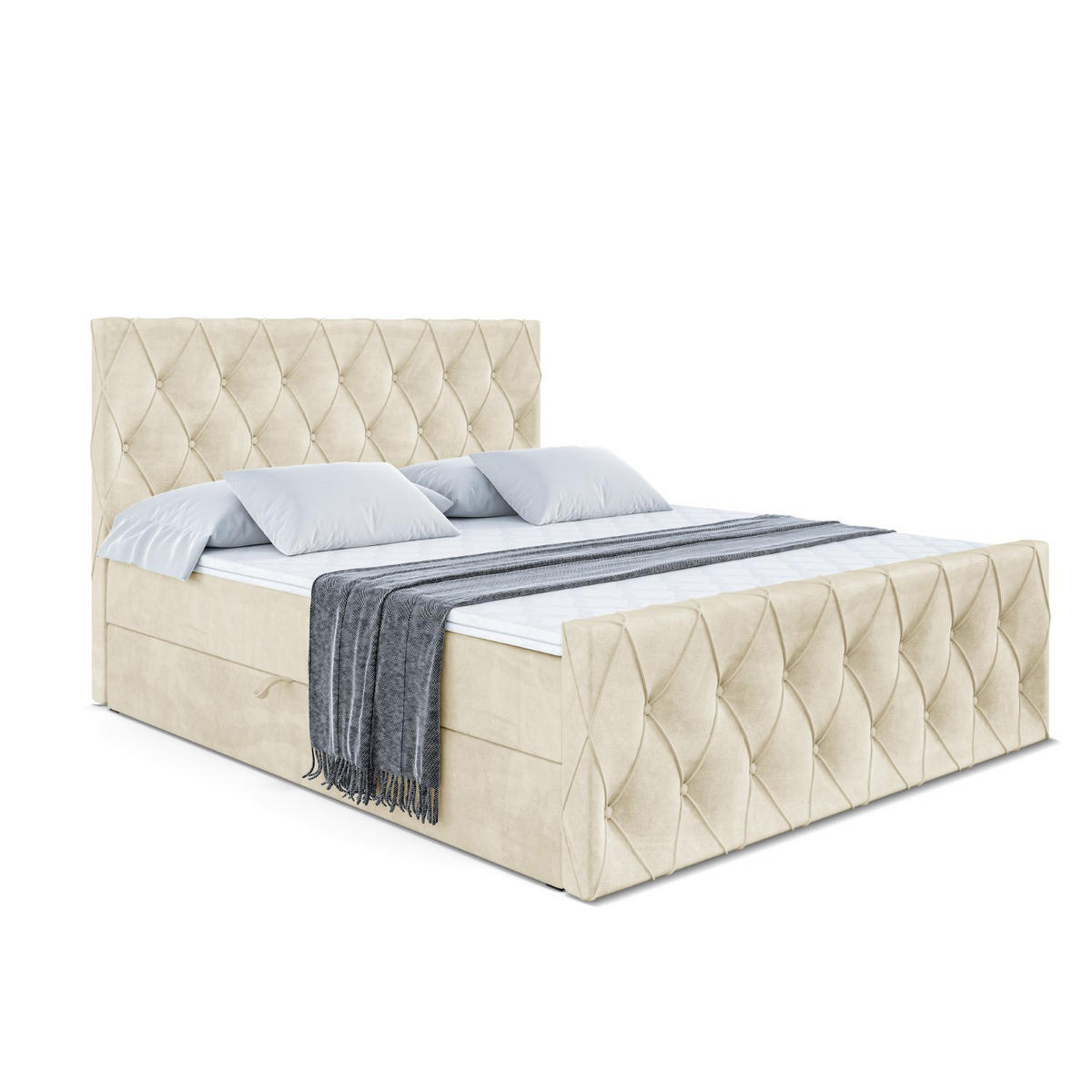 BOXBETT AMAY-Z - 180x200 cm - H3 - Beige - Beige, Holzwerkstoff (180/200cm) - ALTDECOR