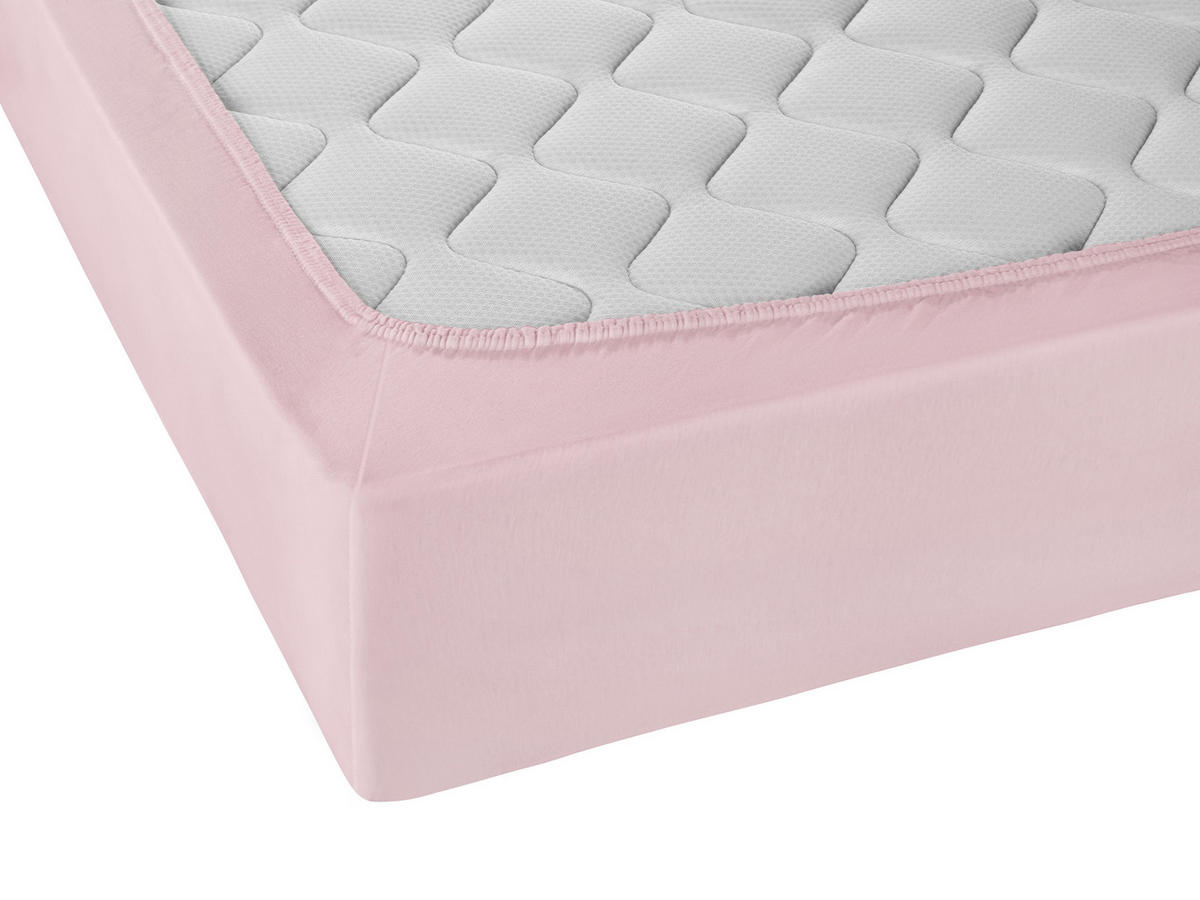 SPANNBETTTUCH Jersey rose, 90x190 cm - 100x220 cm - Rosa, Textil (100/220cm) - biberna