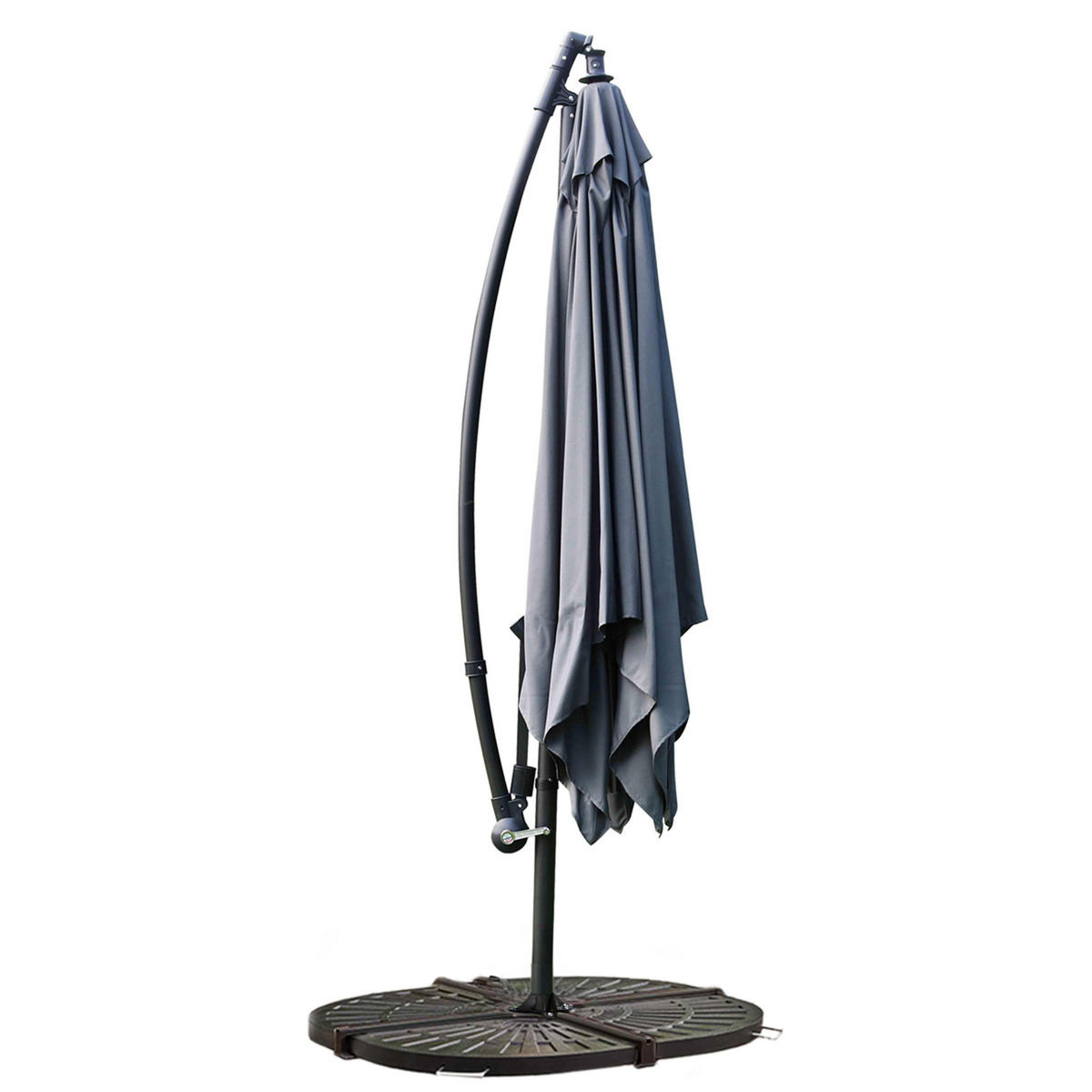 SONNENSCHIRM 3x3m mit 4 Gewichtsplatten, Grau - Grau, Metall (300/300cm) - Oviala