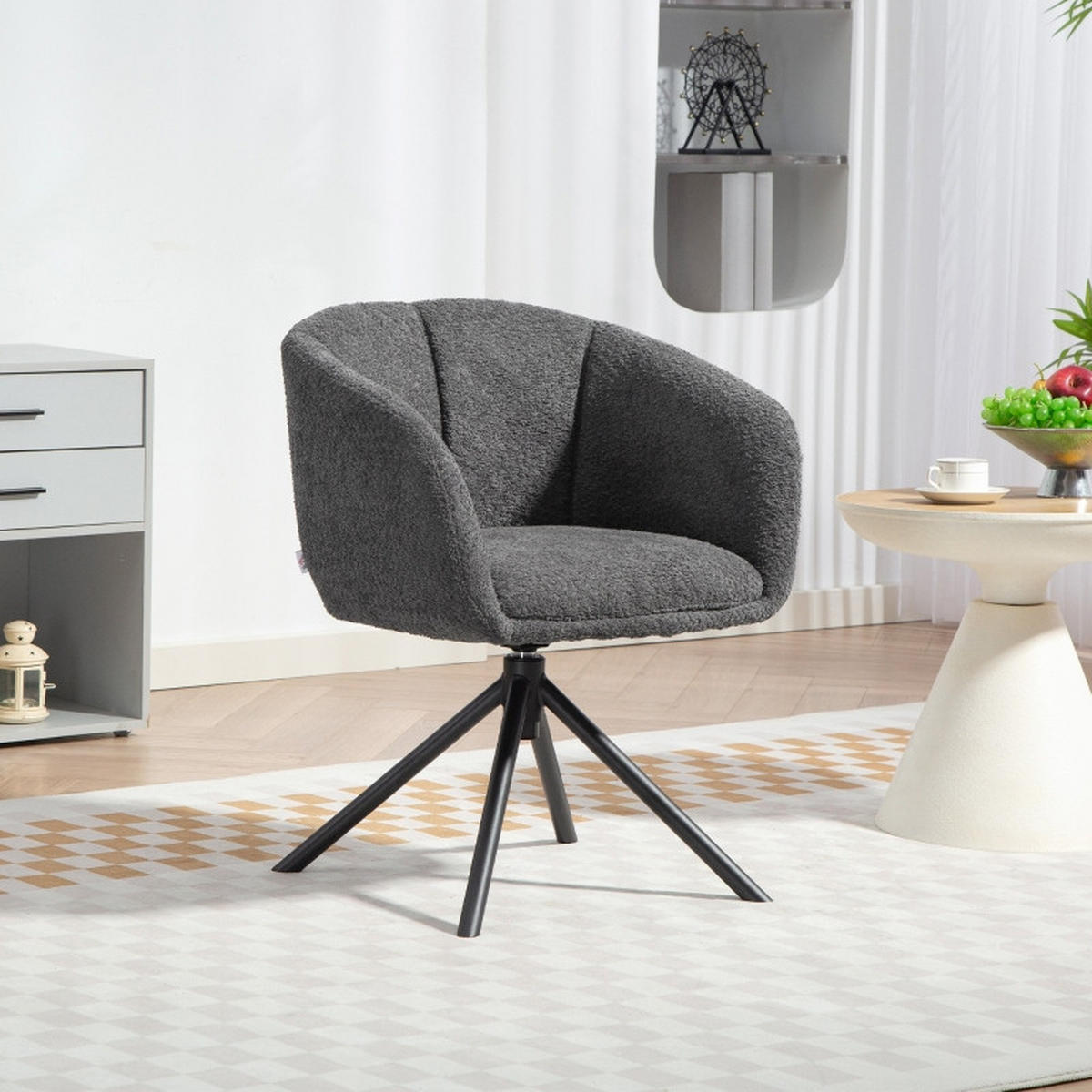 SESSEL Leinen Grau drehbar - Grau, Textil/Metall (58.5/78.5/59cm) - WISHDOR