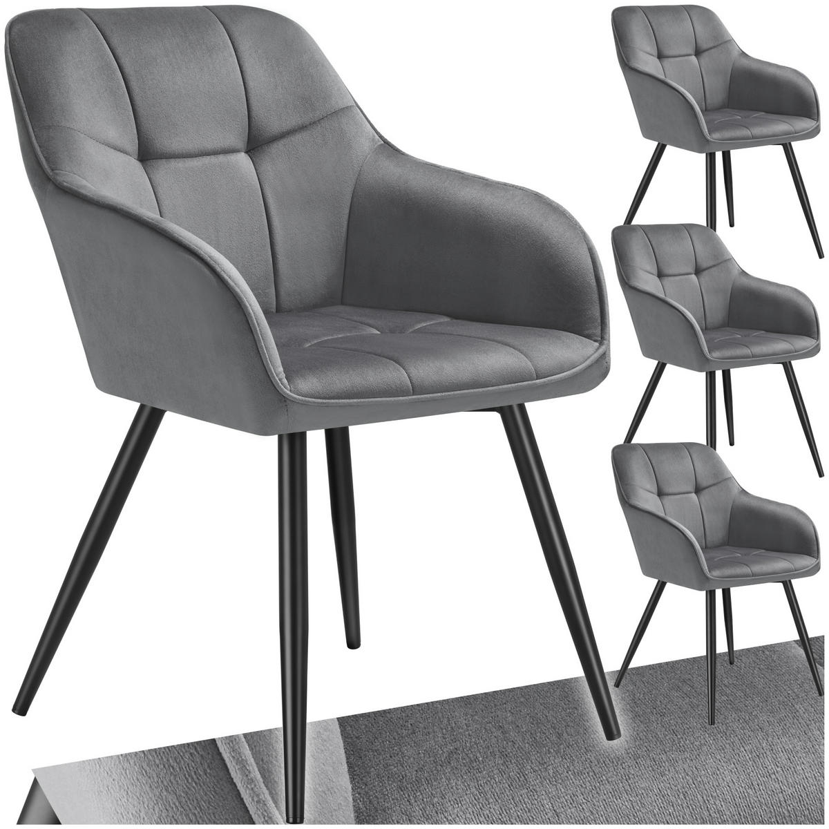ESSZIMMERSTUHL 4er Set Marilyn 58 x 62 x 82 cm grau/schwarz - Schwarz/Grau, Kunststoff (58/82/62cm) - tectake