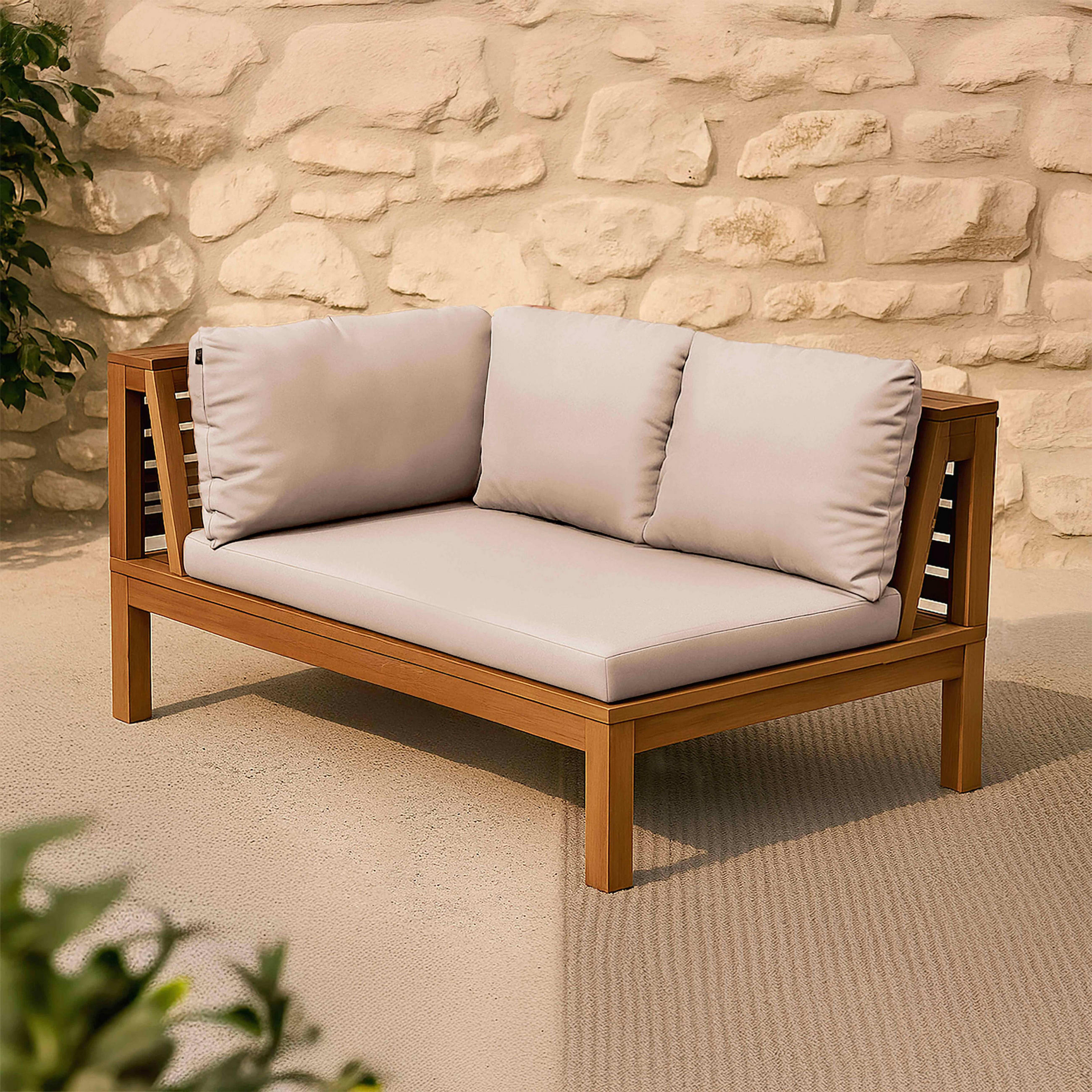 GARTENSOFA, Weiß - Weiß, Holz (120/63/80cm) - Oviala