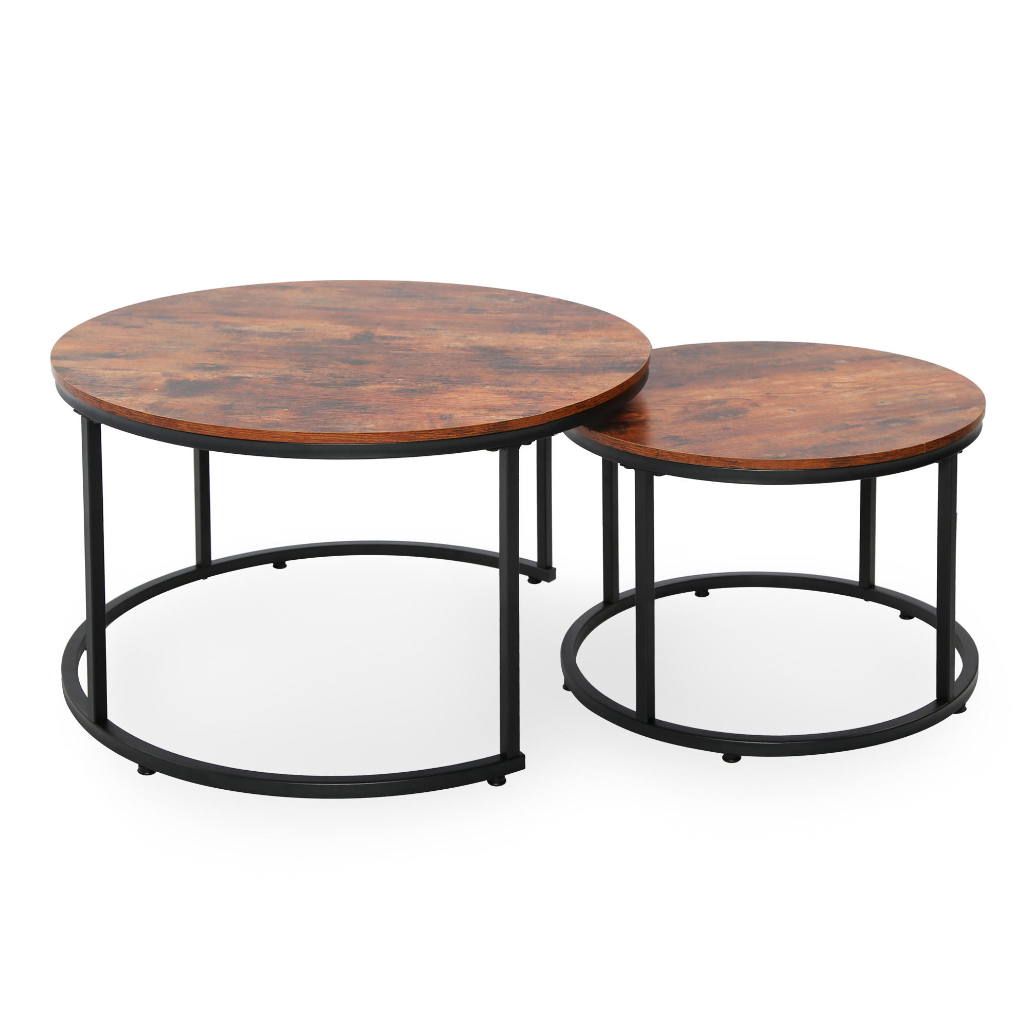 COUCHTISCH 2er Set rund Eiche dunkel - Dunkelbraun, Holzwerkstoff (70/70/42.5cm) - Home Collective