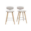 BARHOCKER Beiger Stoff Samteffekt Helles Holz H69 cm 2er-Set VASCO - Beige, Textil (48.5/90.5/50cm) - Miliboo