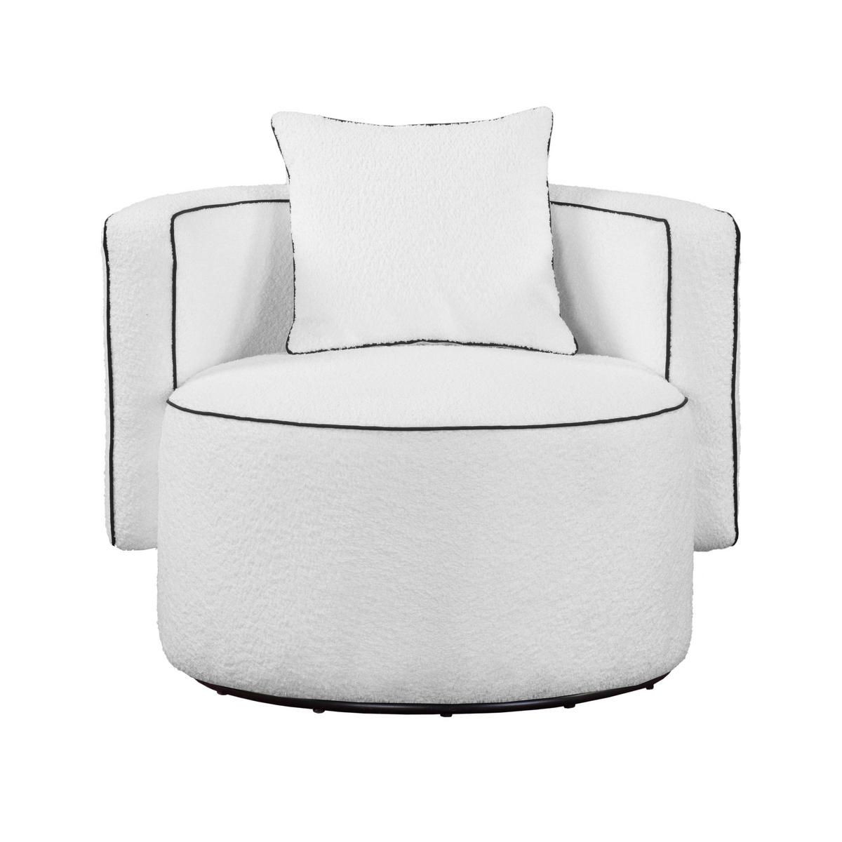 SESSEL TAURUS, Polstersessel Klassisch Loungesessel, Bucle-Stoff Weiß - Weiß, Holz/Metall (90/67/90cm) - MASSENO