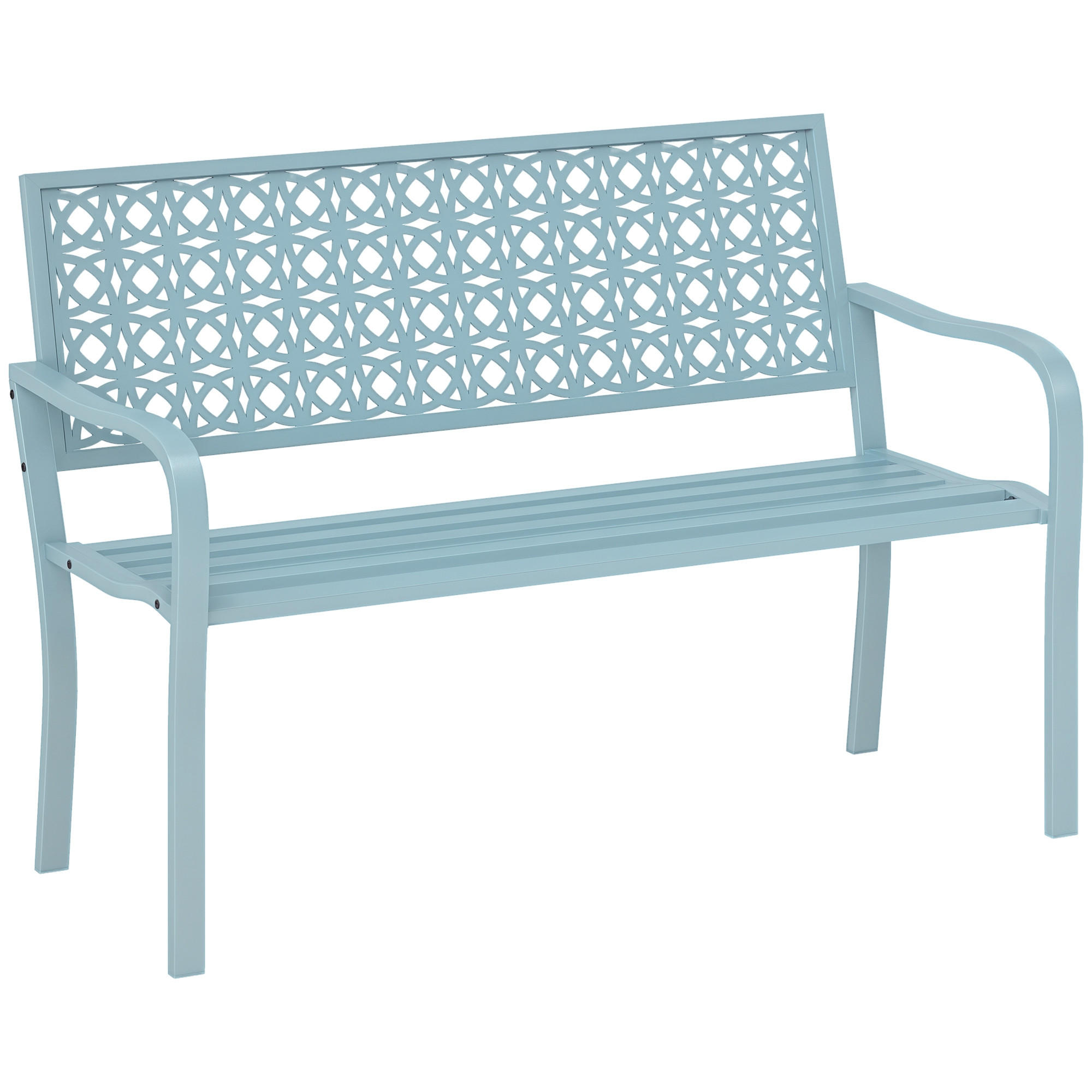 GARTENBANK DE-17784 2-Sitzer mit verziertem durchbrochenem Rücken Blau - Blau, Metall (127/85/63cm) - ComfortXL