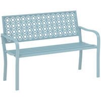 GARTENBANK DE-17784 2-Sitzer mit verziertem durchbrochenem Rücken Blau - Blau, Metall (127/85/63cm) - ComfortXL