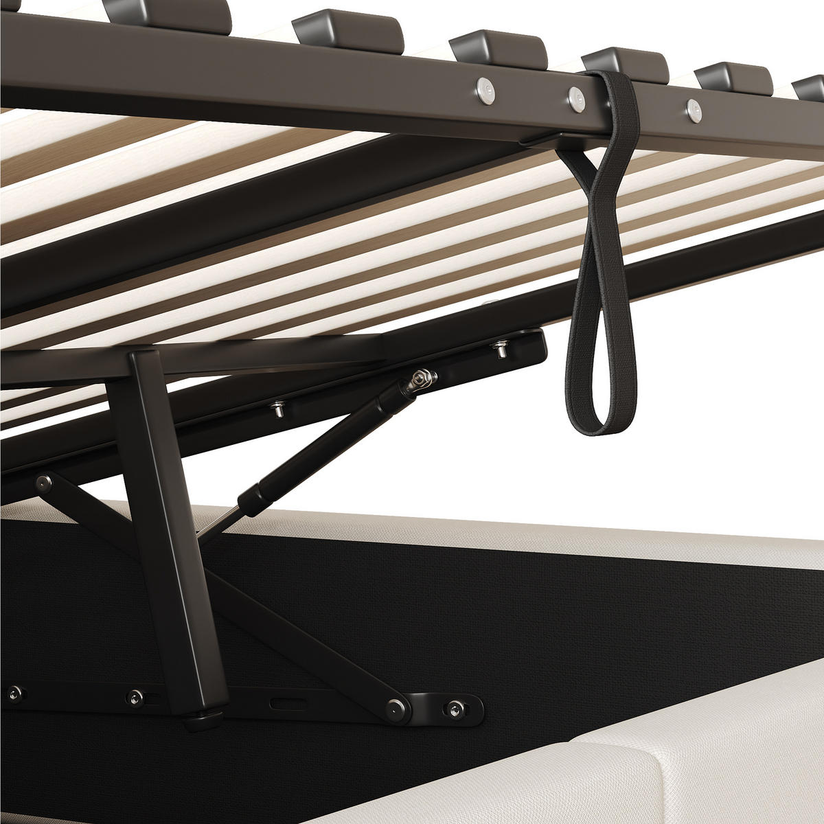 TAGESBETT 140x200cm Schlafsofa Hydraulik LED USB Beige - Beige, Naturmaterialien (140/200cm) - FLIEKS
