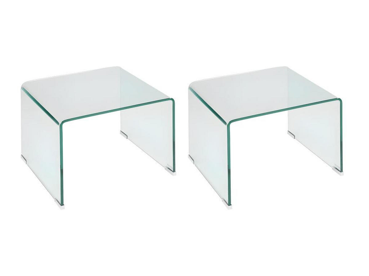 2ER-SET Nachttische - Glas - SUZANA - Transparent, Glas (40/40/50cm) - Vente-Unique
