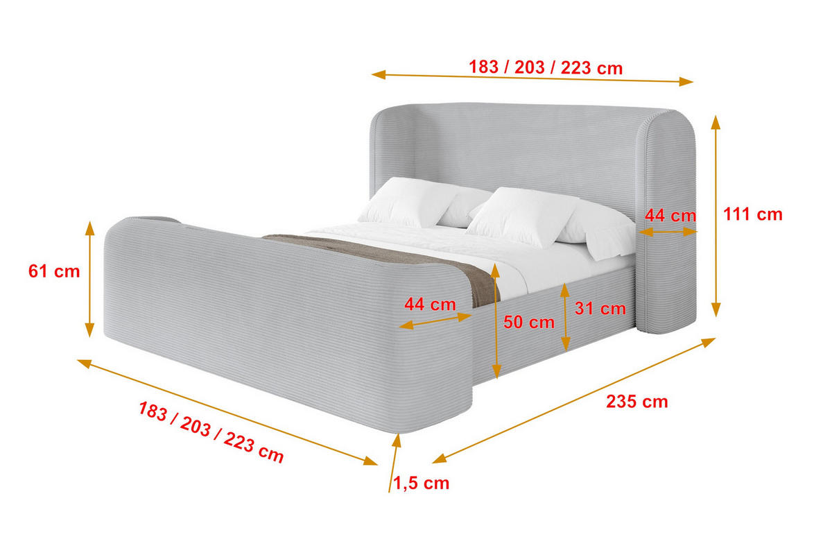 POLSTERBETT mit Bettkasten, Fußteil und Lattenrost, Boxbett ohne Matratze - ESTI-Z 160x200 Grau - Alufarben, Holzwerkstoff/Textil (160/200cm) - ALTDECOR