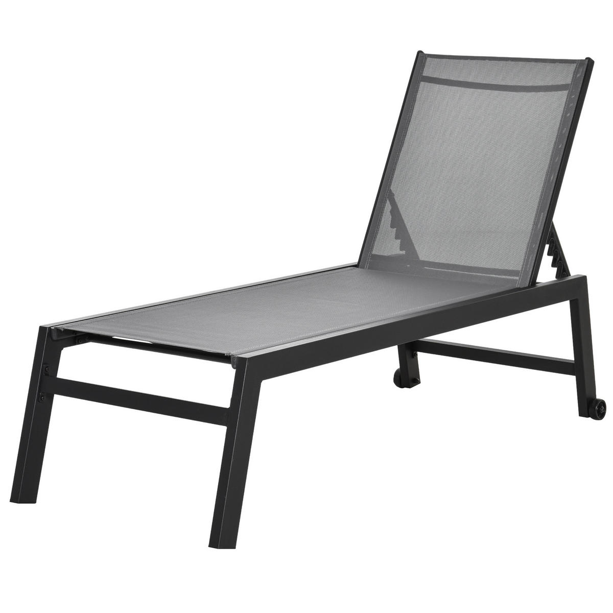SONNENLIEGE, Gartenliege, 5-stufige Rückenlehne, Aluminium, Grau, 202 x 65 x 43 cm - Grau, Metall (169/102/65cm)