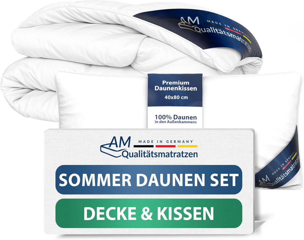 BETTWAREN SET Daunen Sommer 220/240cm, Kissen 40/80 cm - Weiß, Textil (220/240cm) - AM Qualitätsmatratzen