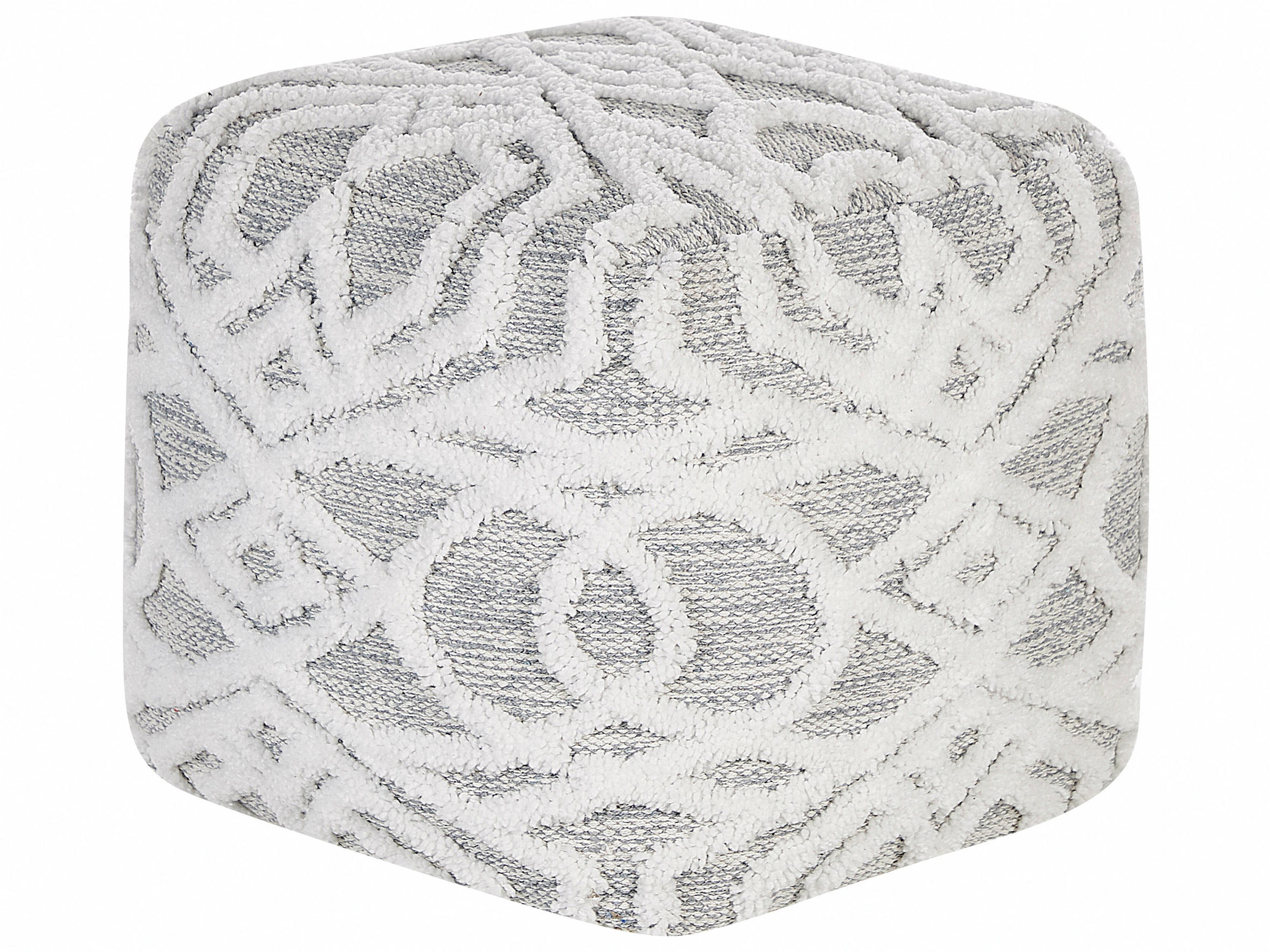 POUF Bhilwara 40/40/40 cm - Weiß, Naturmaterialen/Textil (40/40/40cm) - Beliani