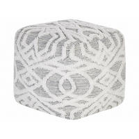 POUF Bhilwara 40/40/40 cm - Weiß, Naturmaterialen/Textil (40/40/40cm) - Beliani
