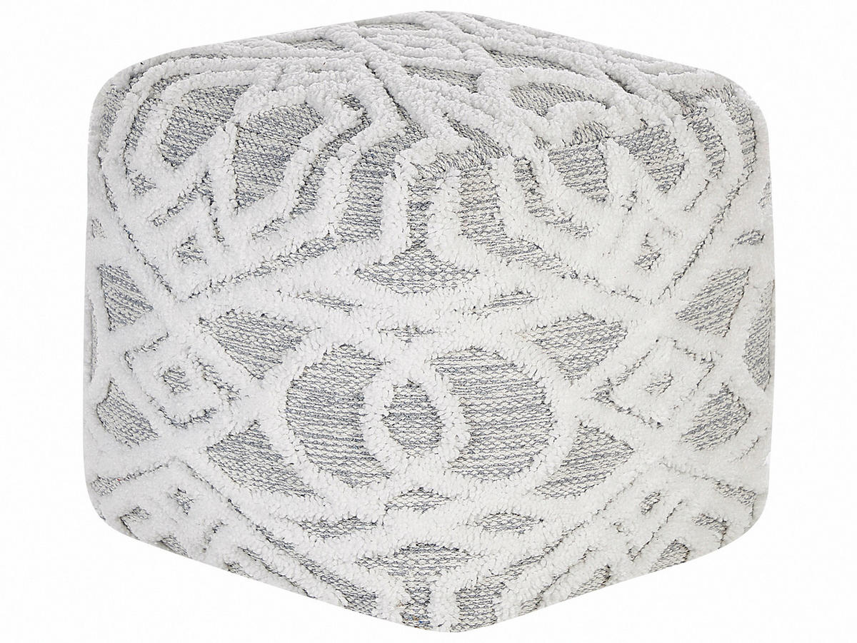 POUF Bhilwara 40/40/40 cm - Weiß, Naturmaterialen/Textil (40/40/40cm) - Beliani