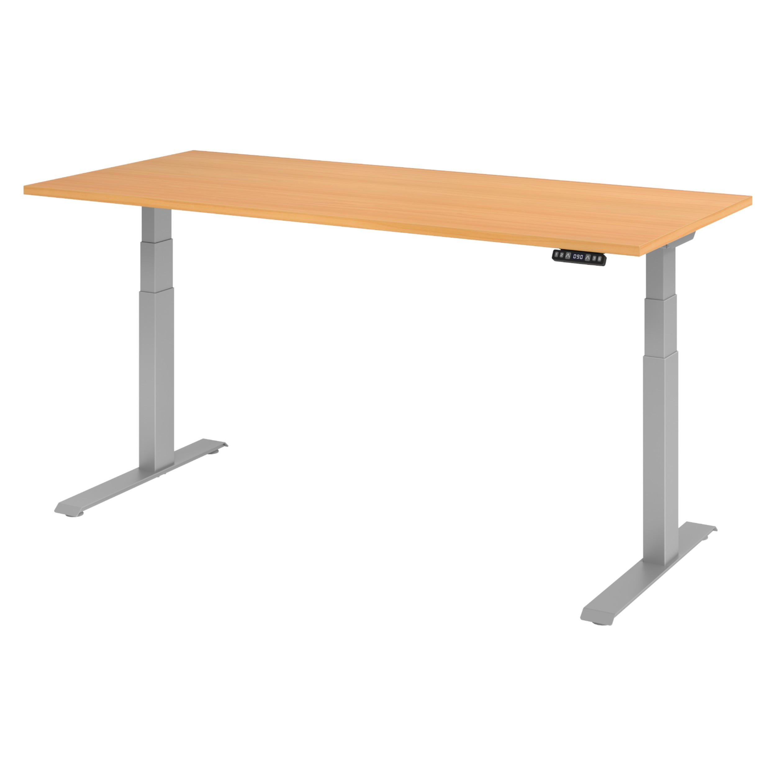 SCHREIBTISCH elektrisch XDKB 80/180/74 cm in Buchefarben/Silberfarben - Buchefarben/Silberfarben, Holzwerkstoff (80/180/74cm) - bümö